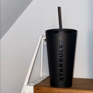 Black on matte black Starbucks cup